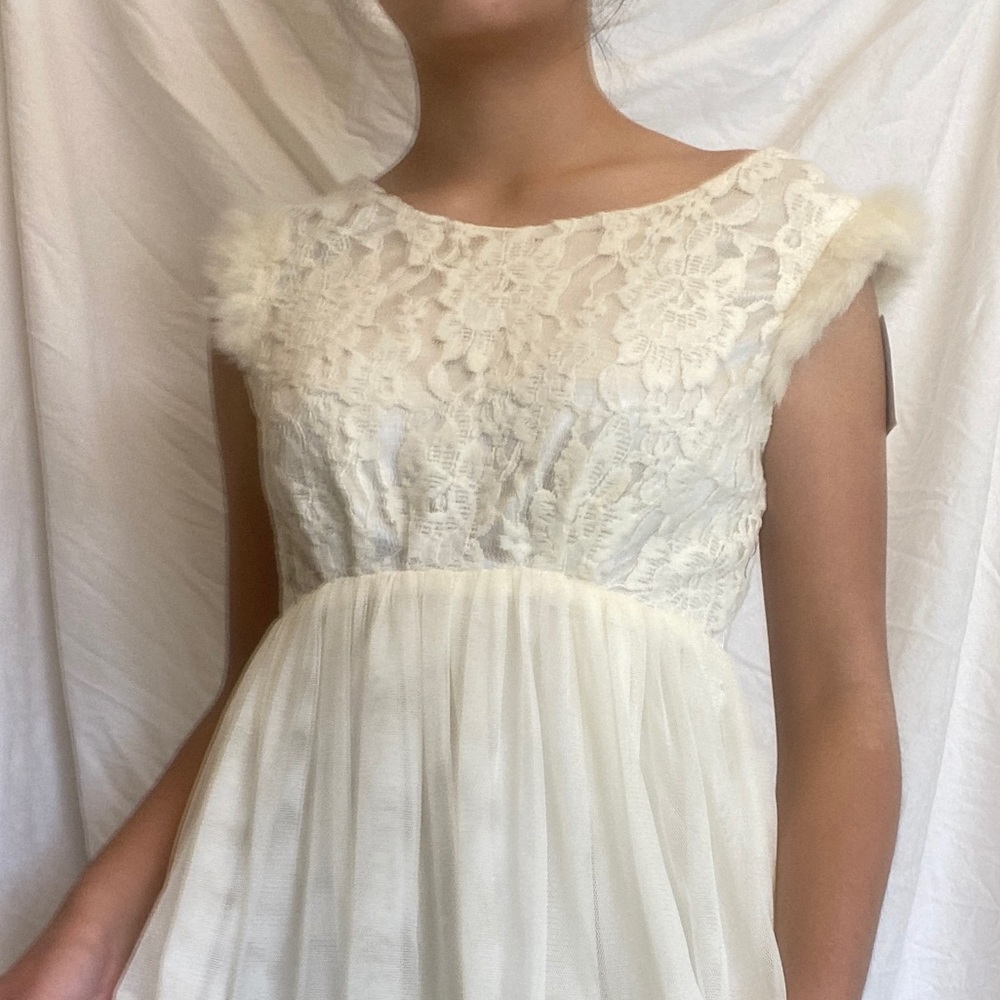 Cream Chiffon Formal Mini Dress